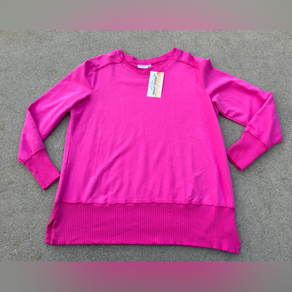 Prairie Cotton 100% Cotton Vibrant Pink Long Sleeve Top/Sweatshirt Size XL